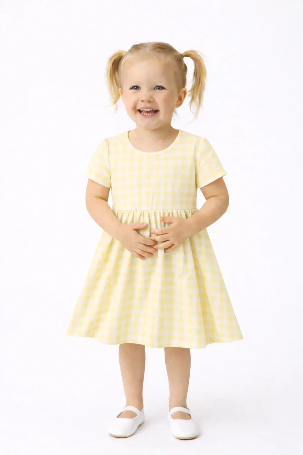 Gingham Bambus-Wirbelkleid