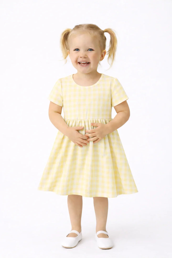 Gingham Bambus-Wirbelkleid