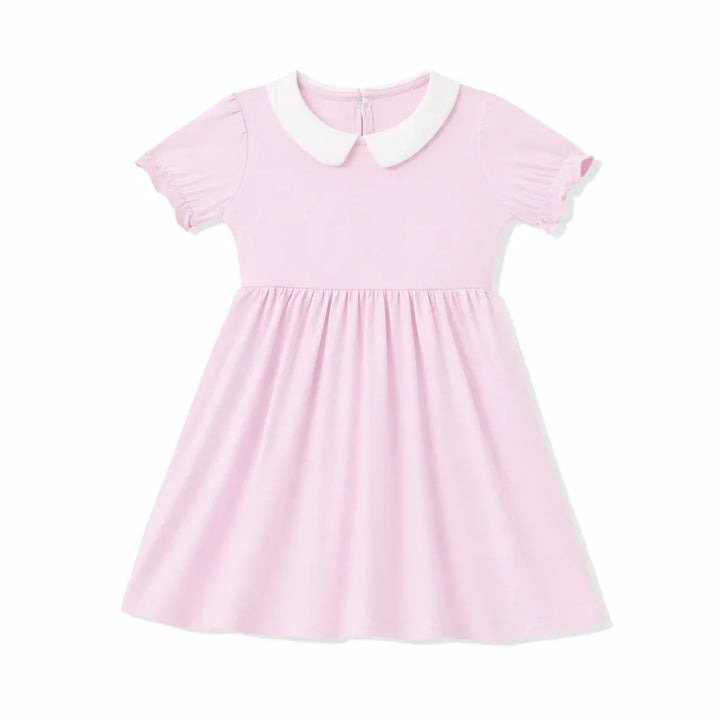 Einfarbiges Bambus-Kleid mit Peter-Pan-Kragen