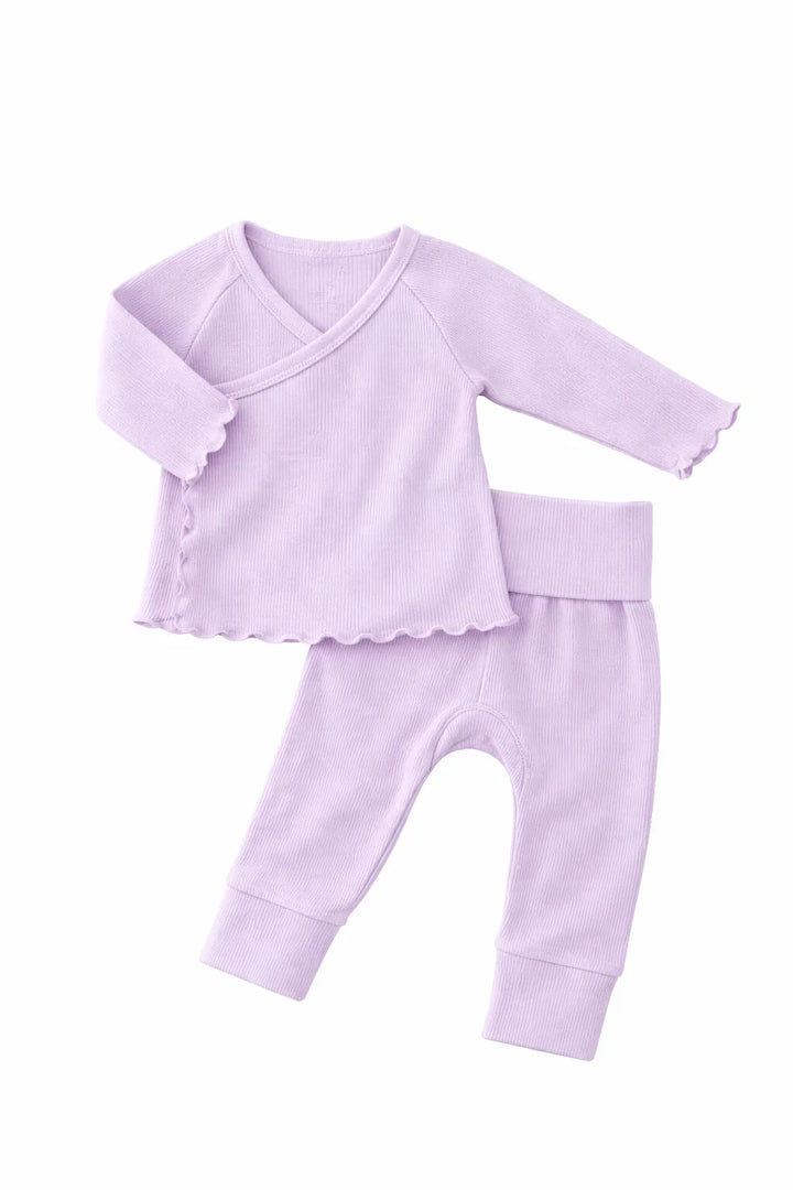 Solid Color Waffle Crossover Top & Bottom