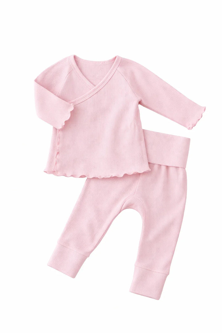 Solid Color Waffle Crossover Top & Bottom