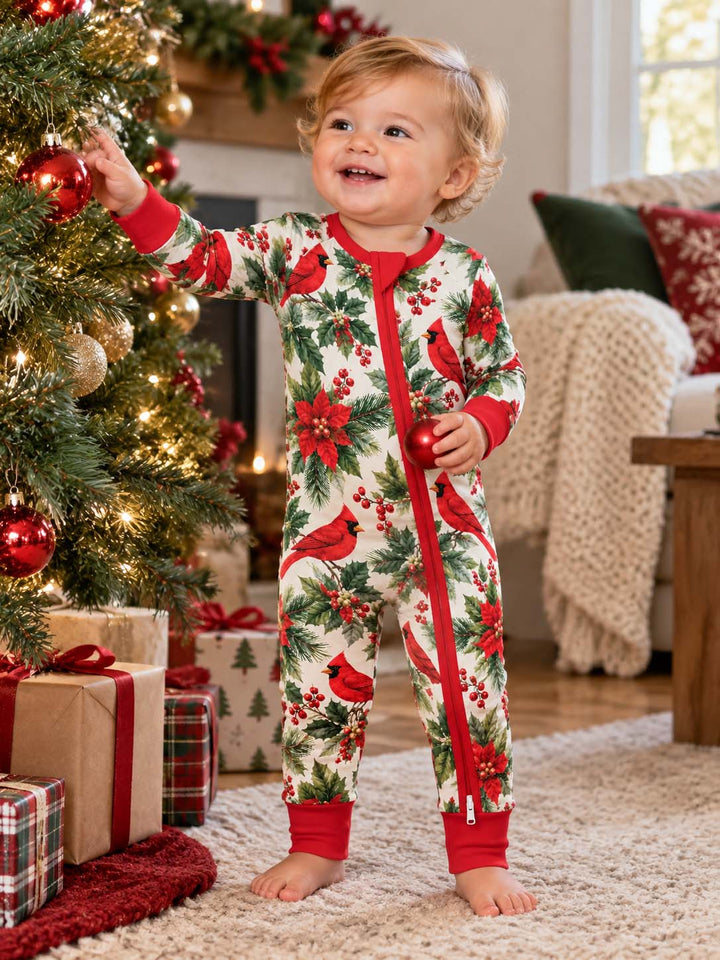 Christmas Cardinal Poinsettia Bamboo Convertible Zippy