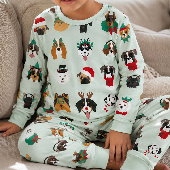 Christmas Dogs Bamboo Two Piece Long Sleeve Pajama Set