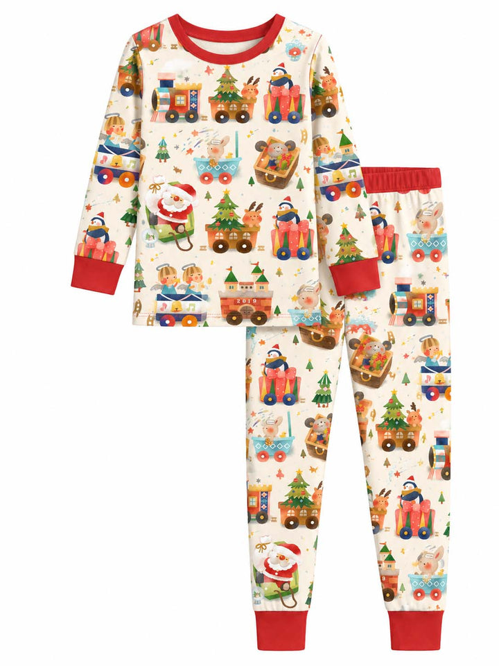 Christmas Toy Train Bamboo Two Piece Long Sleeve Pajama Set