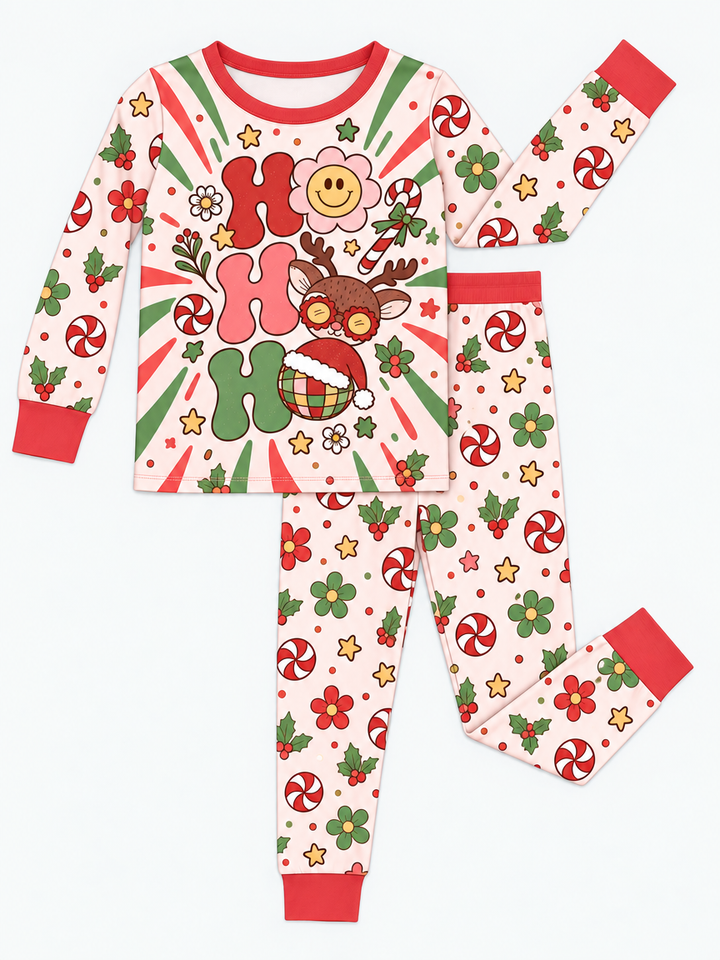 Ho Ho Ho Holiday Bamboo Two Piece Long Sleeve Pajama Set