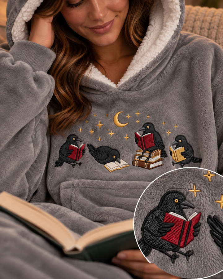 Raven Book Club Embroidered Blanket Hoodie