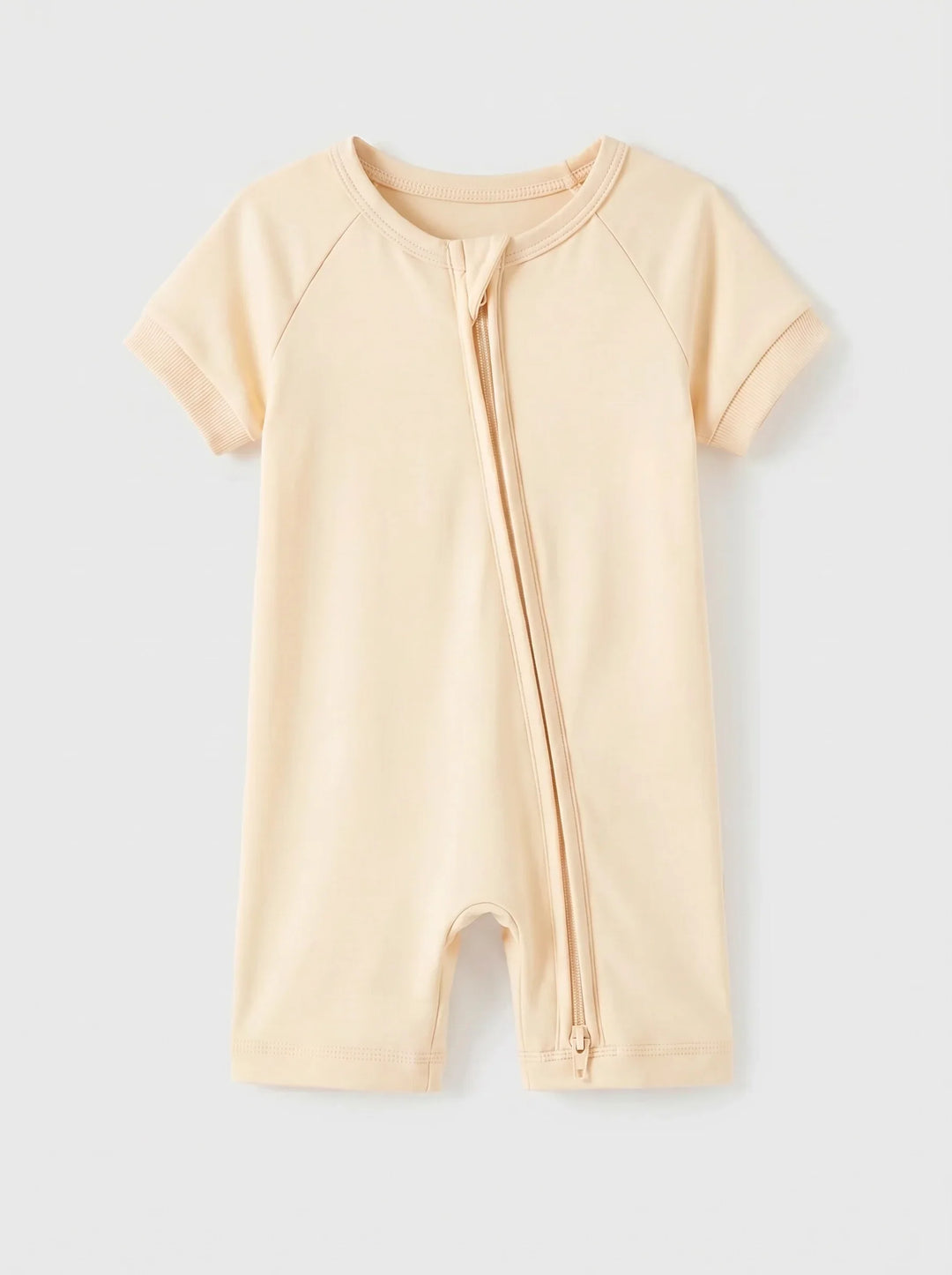 Antique White Bamboo Shorty Zippered Romper