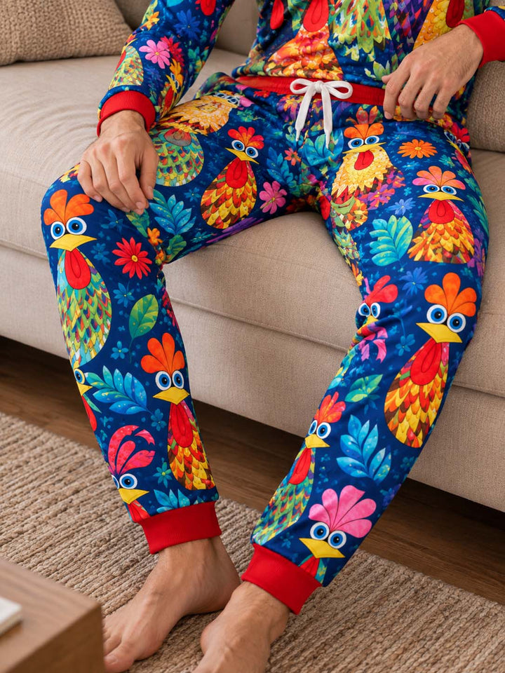Colorful Chicken Garden Bamboo Men's Pajama Set