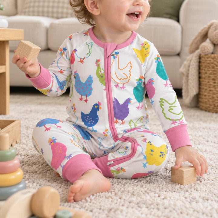 Colorful Farm Hens Bamboo Convertible Zippy