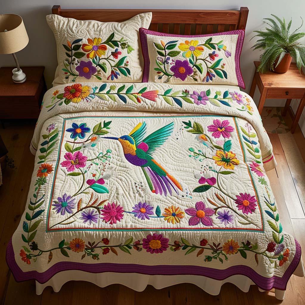 Colorful Garden Charm Bamboo Quilt Bedding Set