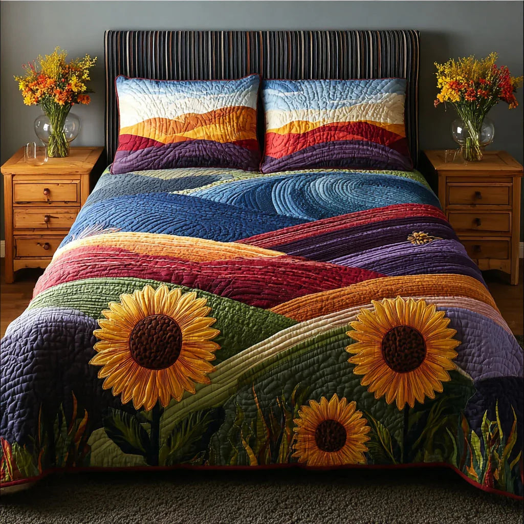 Colorful Garden Bamboo Quilt Bedding Set