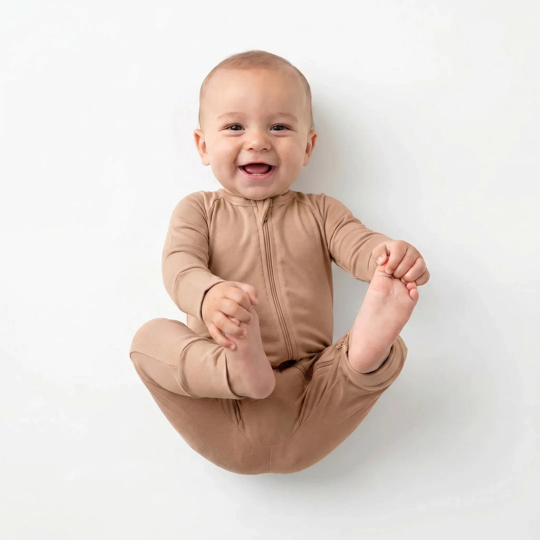 Latte Bamboo Convertible Zippered Romper