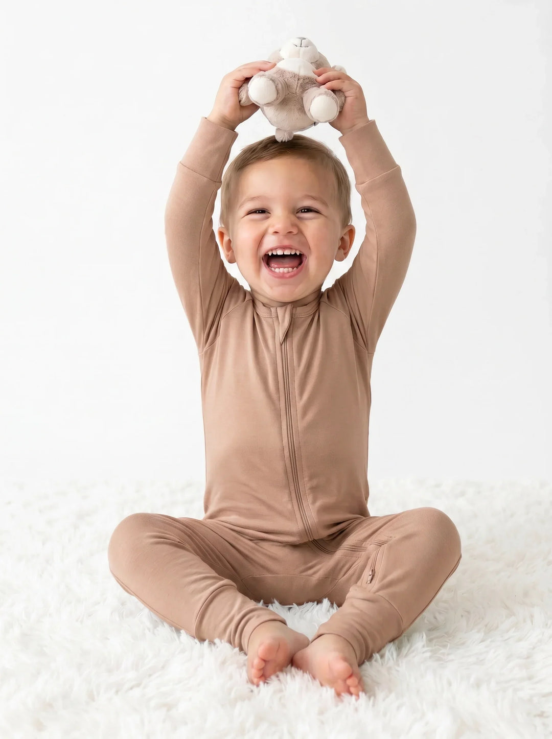 Latte Bamboo Convertible Zippered Romper
