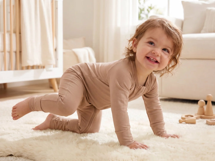 Latte Bamboo Convertible Zippered Romper