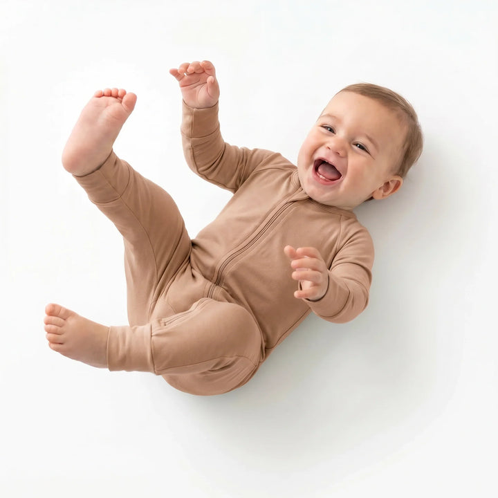 Latte Bamboo Convertible Zippered Romper
