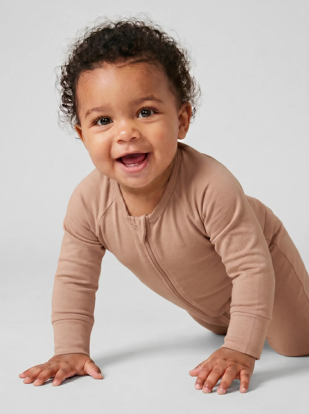 Latte Bamboo Convertible Zippered Romper