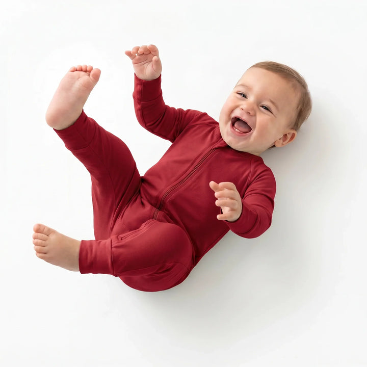 Red Bamboo Convertible Zippered Romper