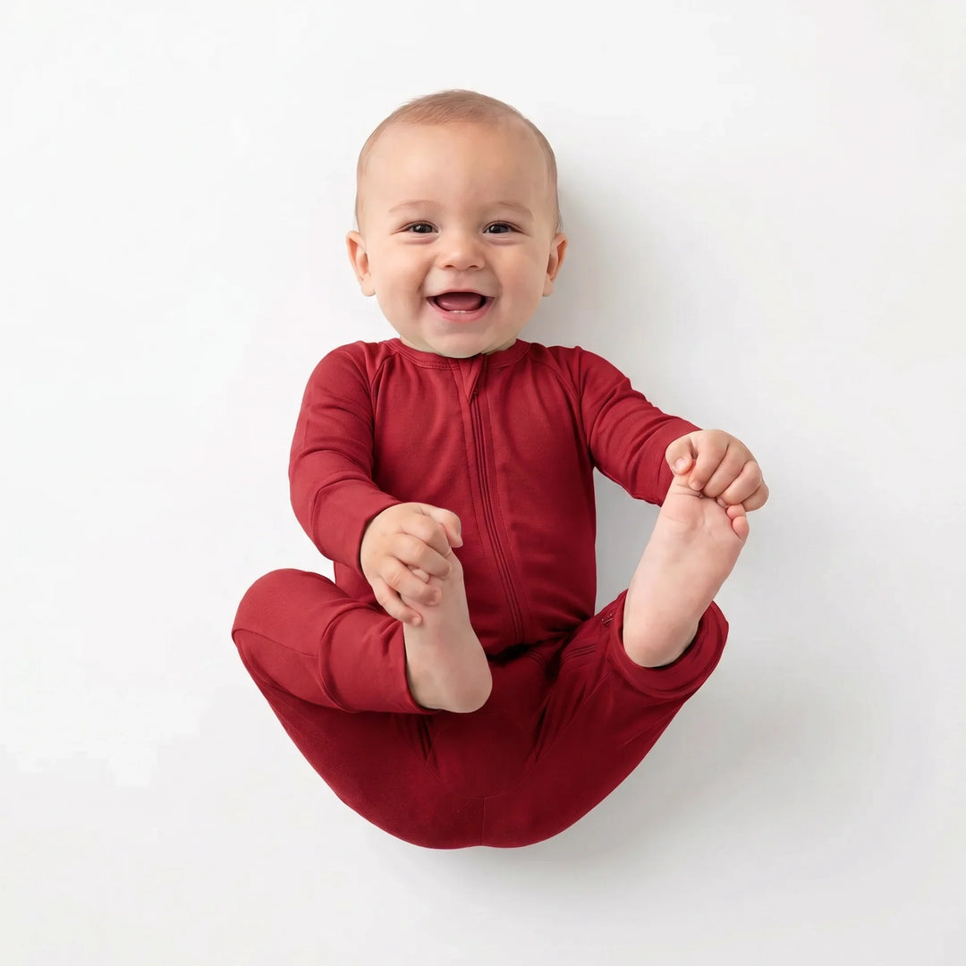 Red Bamboo Convertible Zippered Romper