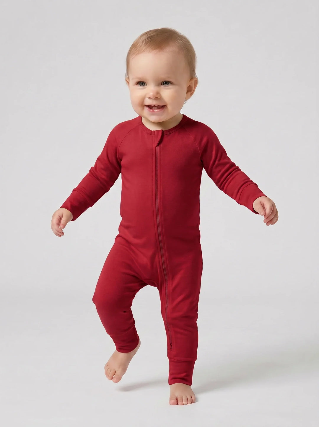 Red Bamboo Convertible Zippered Romper