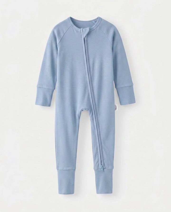 Light Steel Blue Bamboo Convertible Zippered Romper