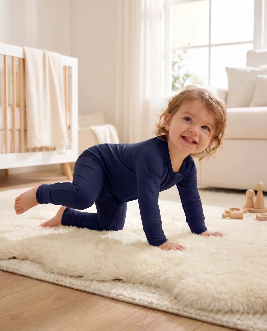 Cetacean Blue Bamboo Convertible Zippered Romper