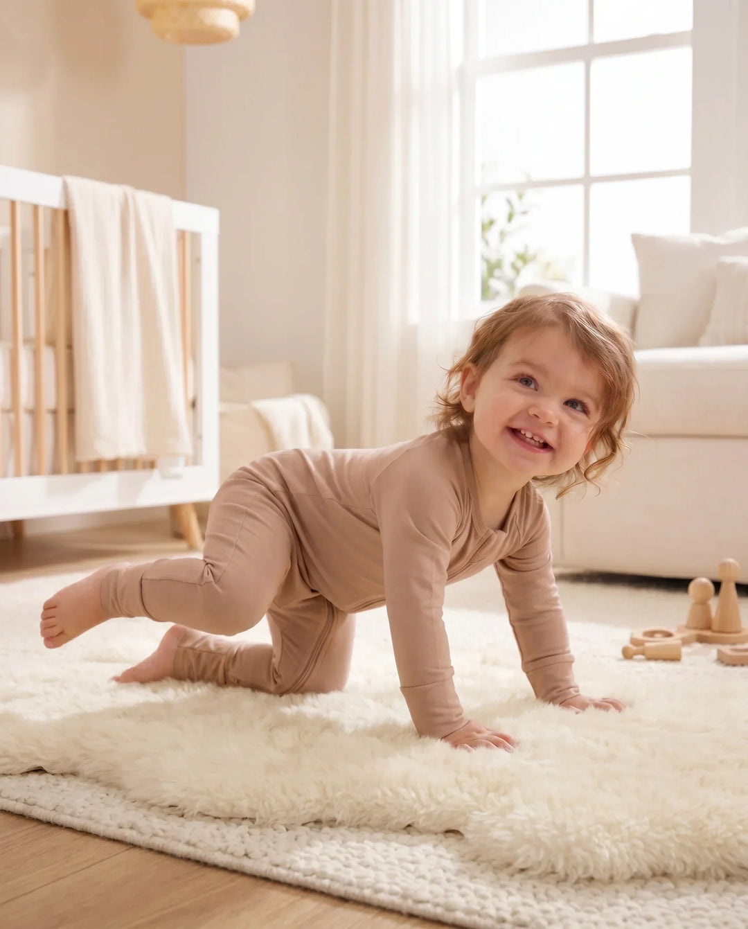 Latte Bamboo Convertible Zippered Romper