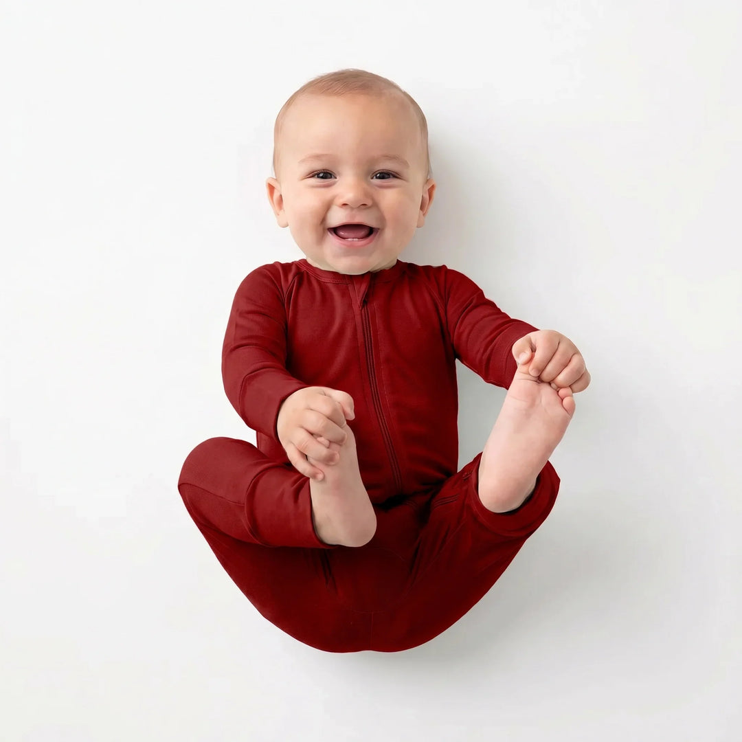 Maroon Bamboo Convertible Zippered Romper
