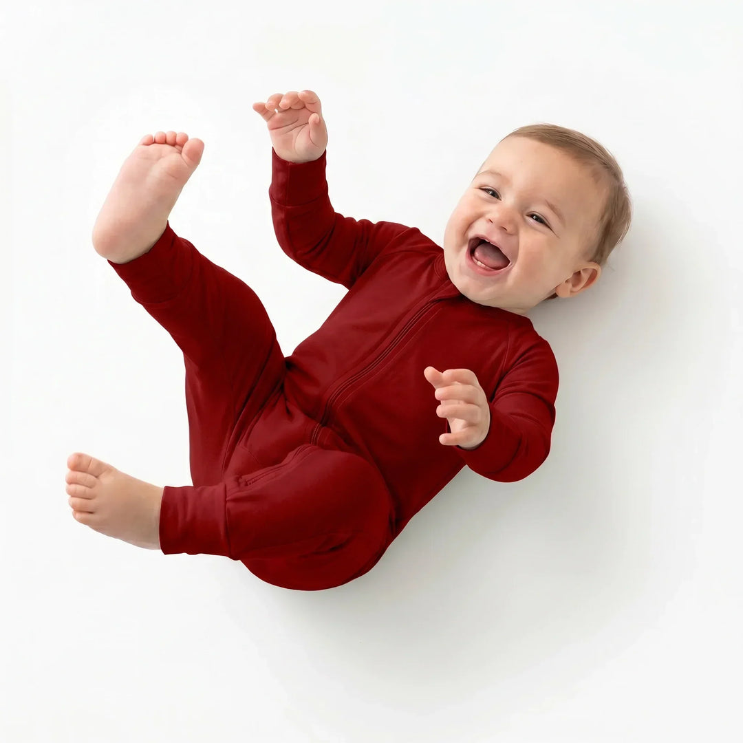 Maroon Bamboo Convertible Zippered Romper
