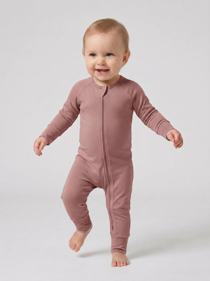 Rosy Brown Bamboo Convertible Zippered Romper