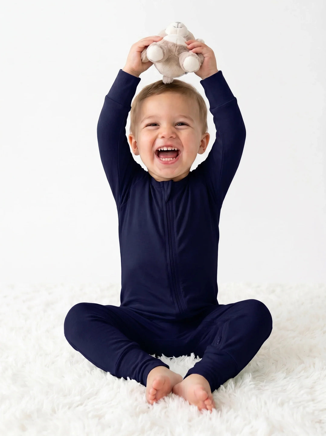 Cetacean Blue Bamboo Convertible Zippered Romper
