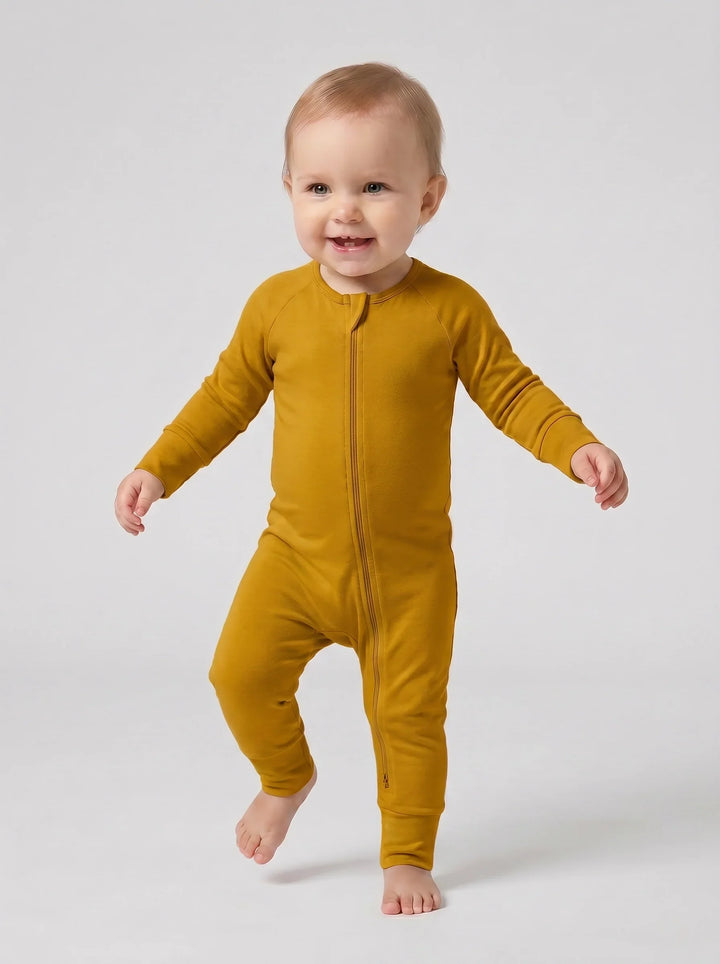 Dark Goldenrod Bamboo Convertible Zippered Romper