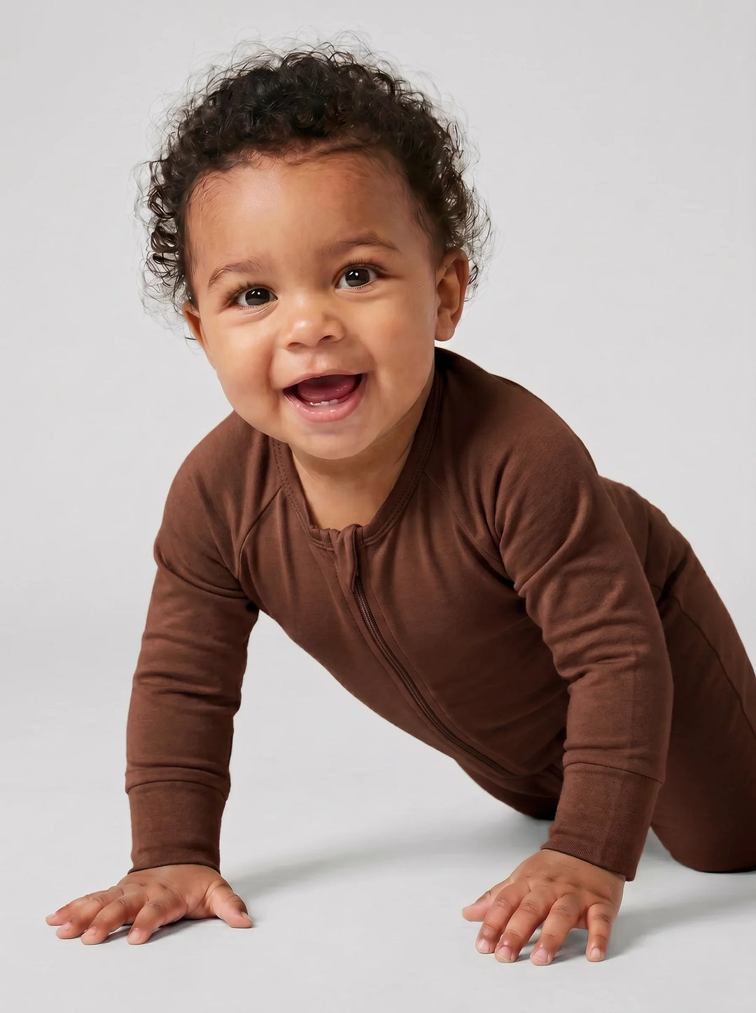 Brown Chocolate Bamboo Convertible Zippered Romper