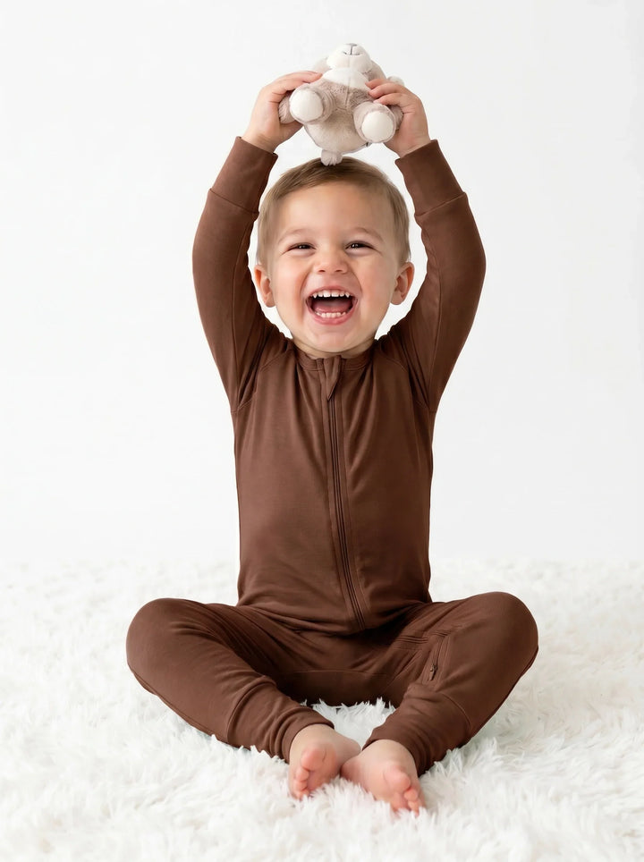 Brown Chocolate Bamboo Convertible Zippered Romper