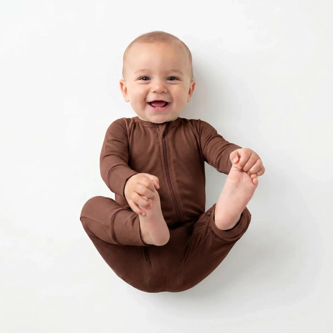 Brown Chocolate Bamboo Convertible Zippered Romper