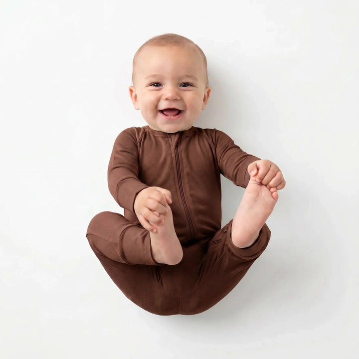 Brown Chocolate Bamboo Convertible Zippered Romper