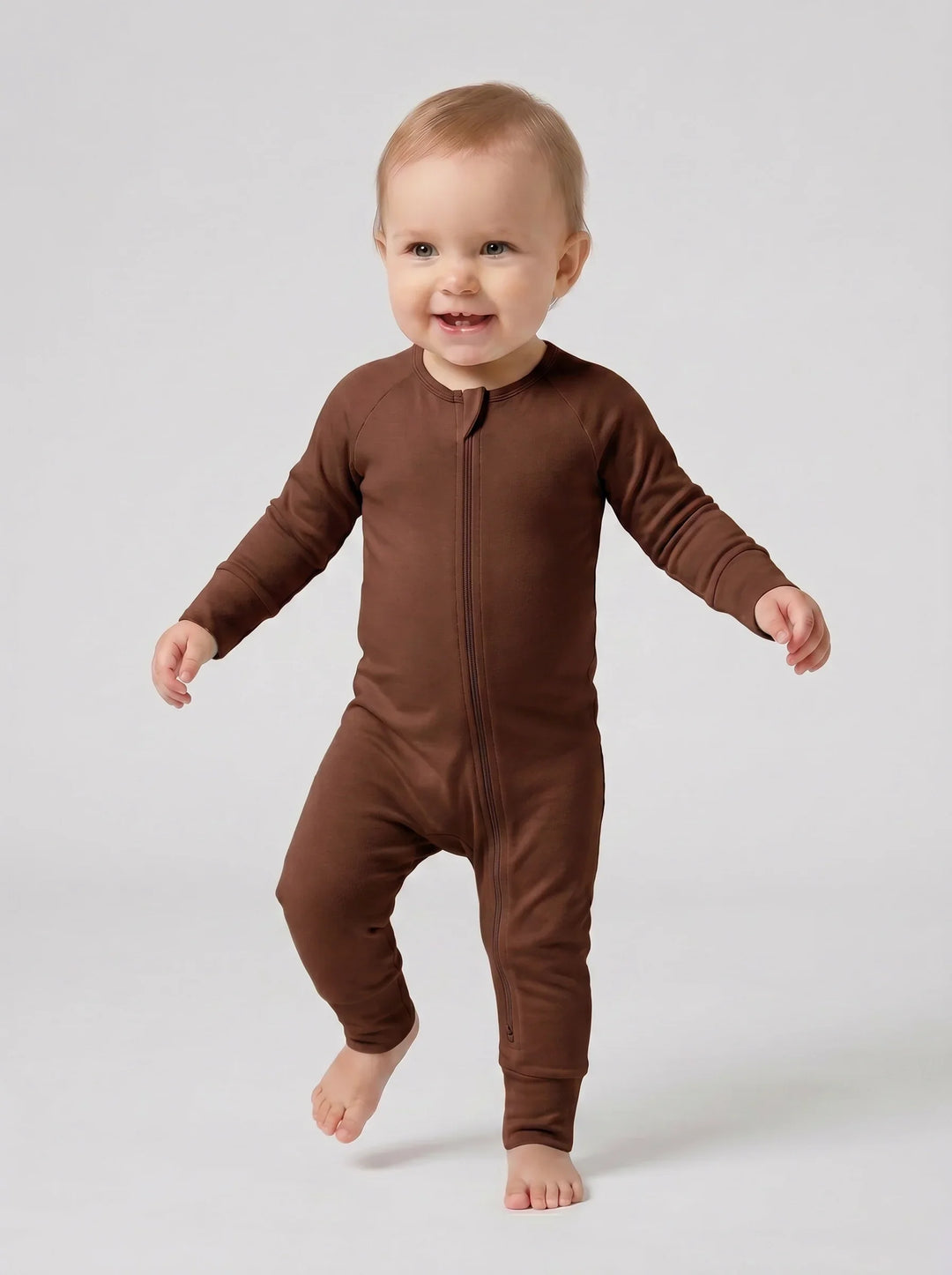Brown Chocolate Bamboo Convertible Zippered Romper