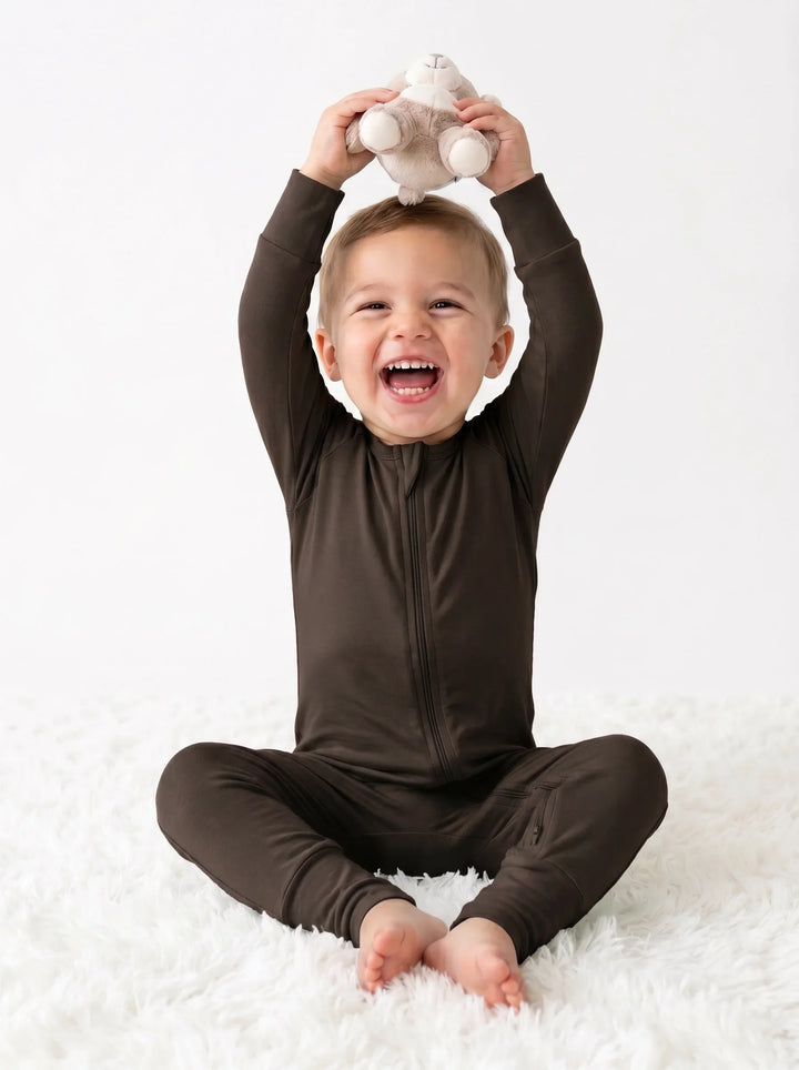Espresso Bamboo Convertible Zippered Romper