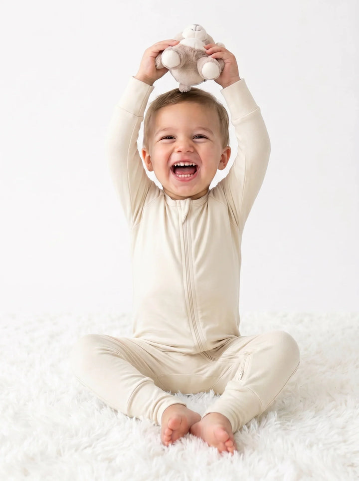 Oat Bamboo Convertible Zippered Romper