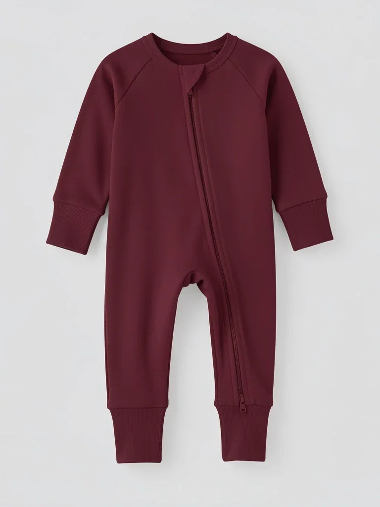 Burgundy Bamboo Convertible Zippered Romper