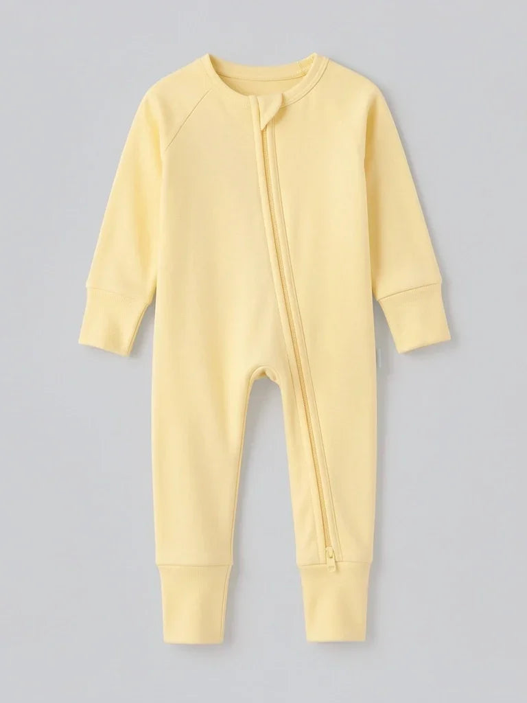 Butter Yellow Bamboo Convertible Zippered Romper