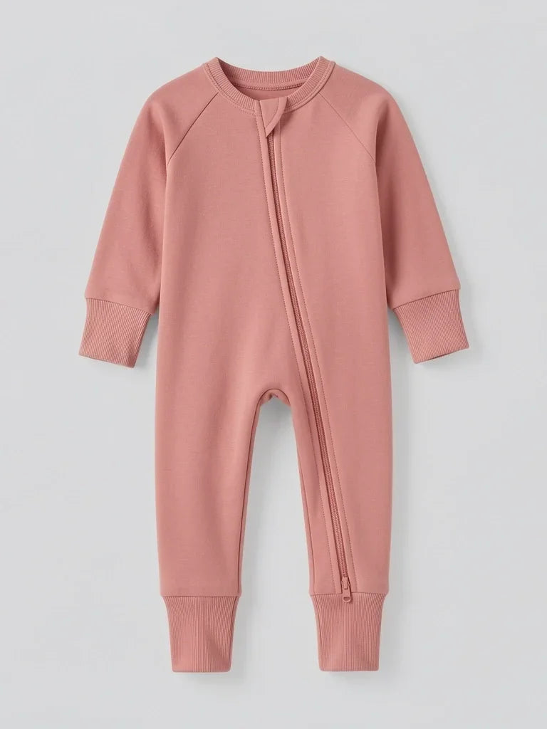 Light Dusty Rose Bamboo Convertible Zippered Romper