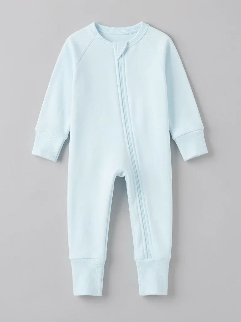 Ice Blue Bamboo Convertible Zippered Romper