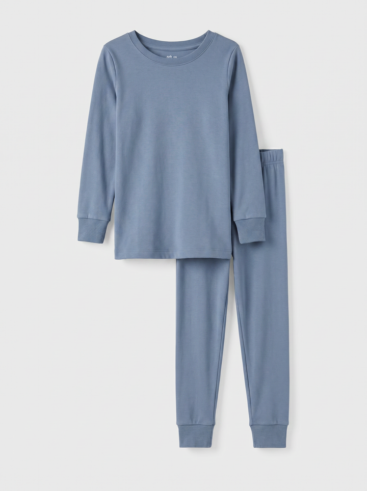 Solid Color Bamboo Two Piece Long Sleeve Pajama Set