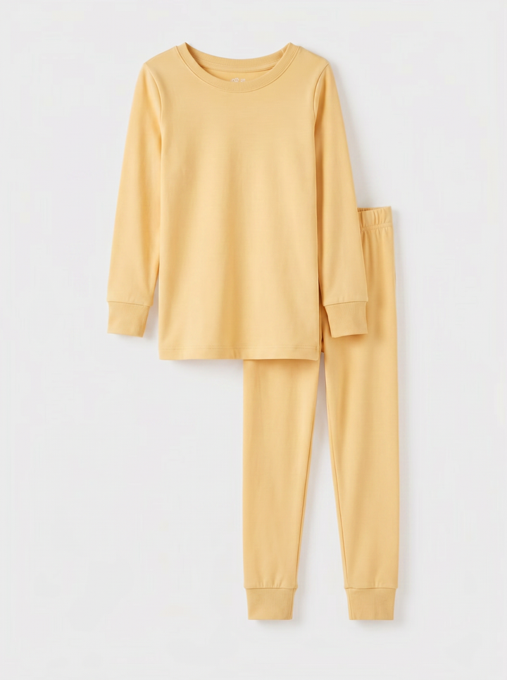 Solid Color Bamboo Two Piece Long Sleeve Pajama Set