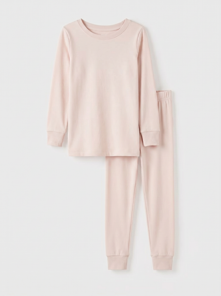 Solid Color Bamboo Two Piece Long Sleeve Pajama Set