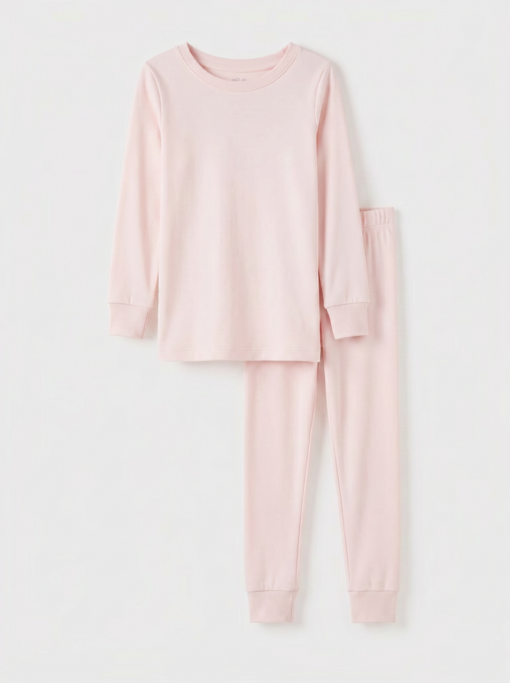 Solid Color Bamboo Two Piece Long Sleeve Pajama Set