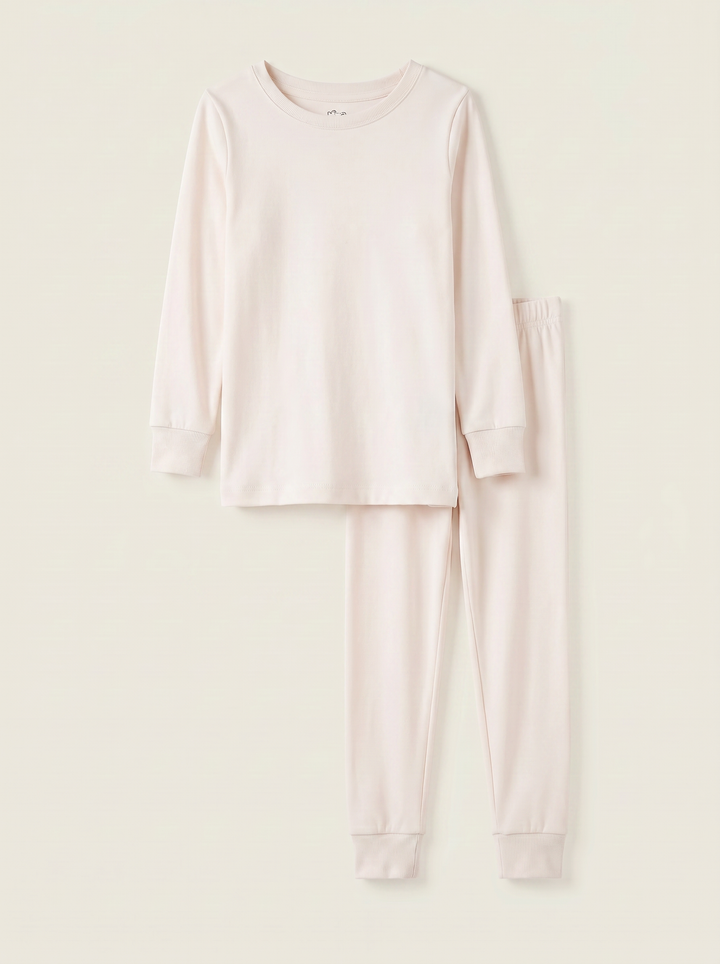 Solid Color Bamboo Two Piece Long Sleeve Pajama Set