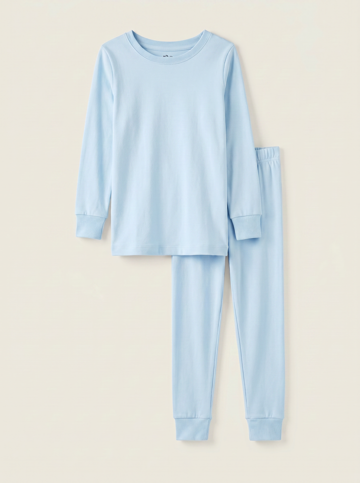 Solid Color Bamboo Two Piece Long Sleeve Pajama Set