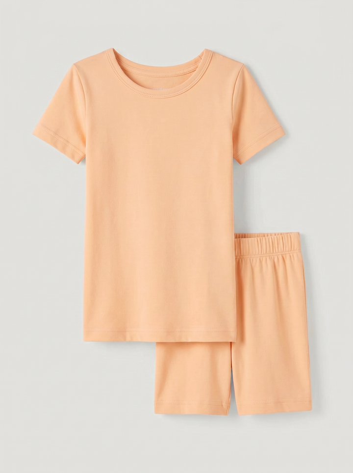 Solid Color Bamboo Two Piece Short Sleeve Short Pajama Set