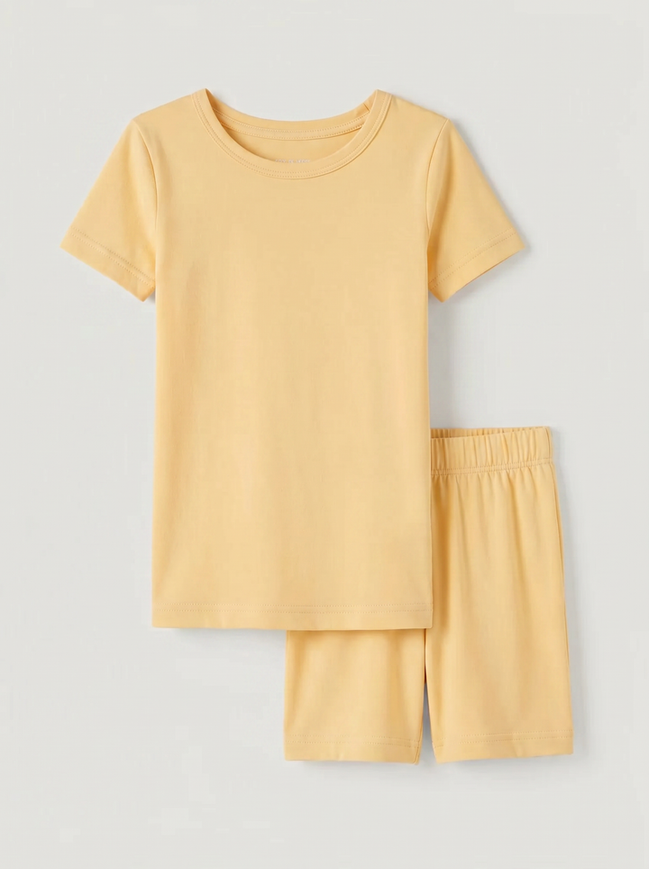 Solid Color Bamboo Two Piece Short Sleeve Short Pajama Set
